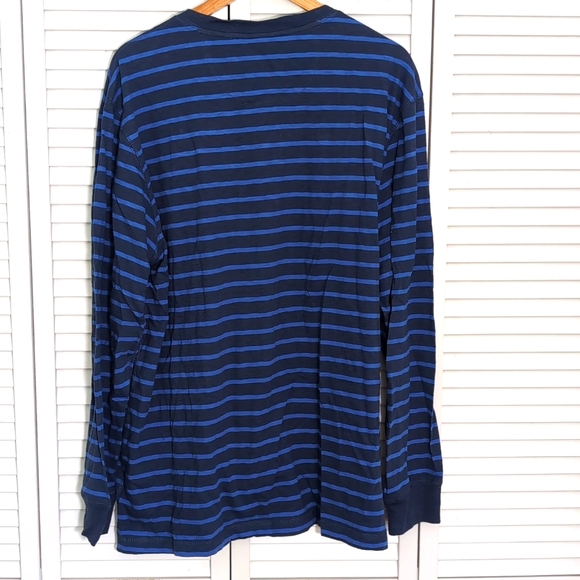 Chaps Blue & Light Blue Striped 3 Buttons On Front Pullover Long Sleeve Size XXL - Picture 4 of 6